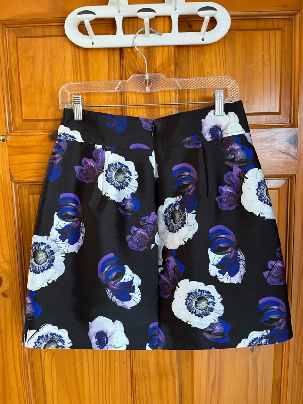 J. Crew Black A-Line Skirt with Blue, Purple & White Floral Print - Picture 2 of 7